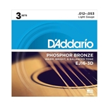 D'Addario EJ16 3 Pack  Acoustic Guitar Strings Light 12-53