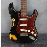 Fender Custom Shop Limited Edition '61 Stratocaster Heavy Relic Aged Black Over 3 Color Sunburst Electric Guitar