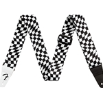 Fender Wavy Checkerboard Polyester Strap, Black/White