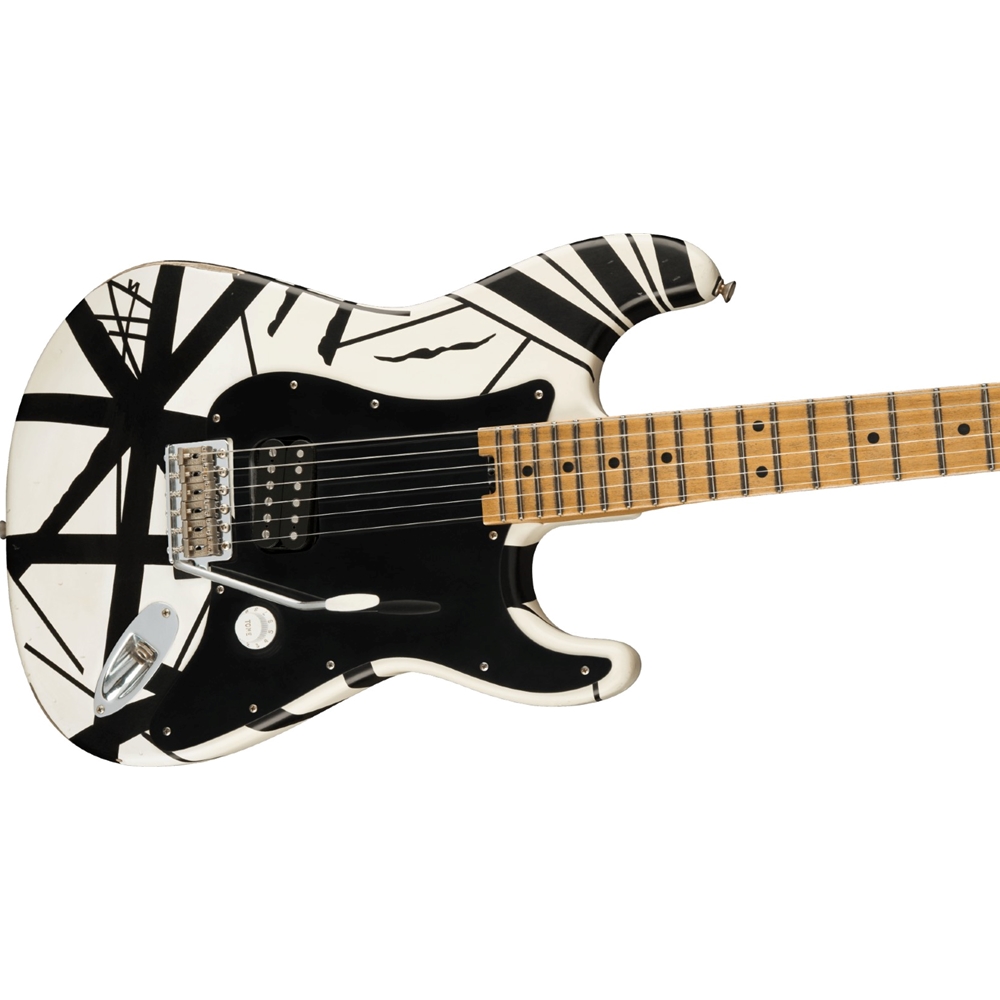 EVH Striped Series '78 Eruption, Maple Fingerboard, White with Black