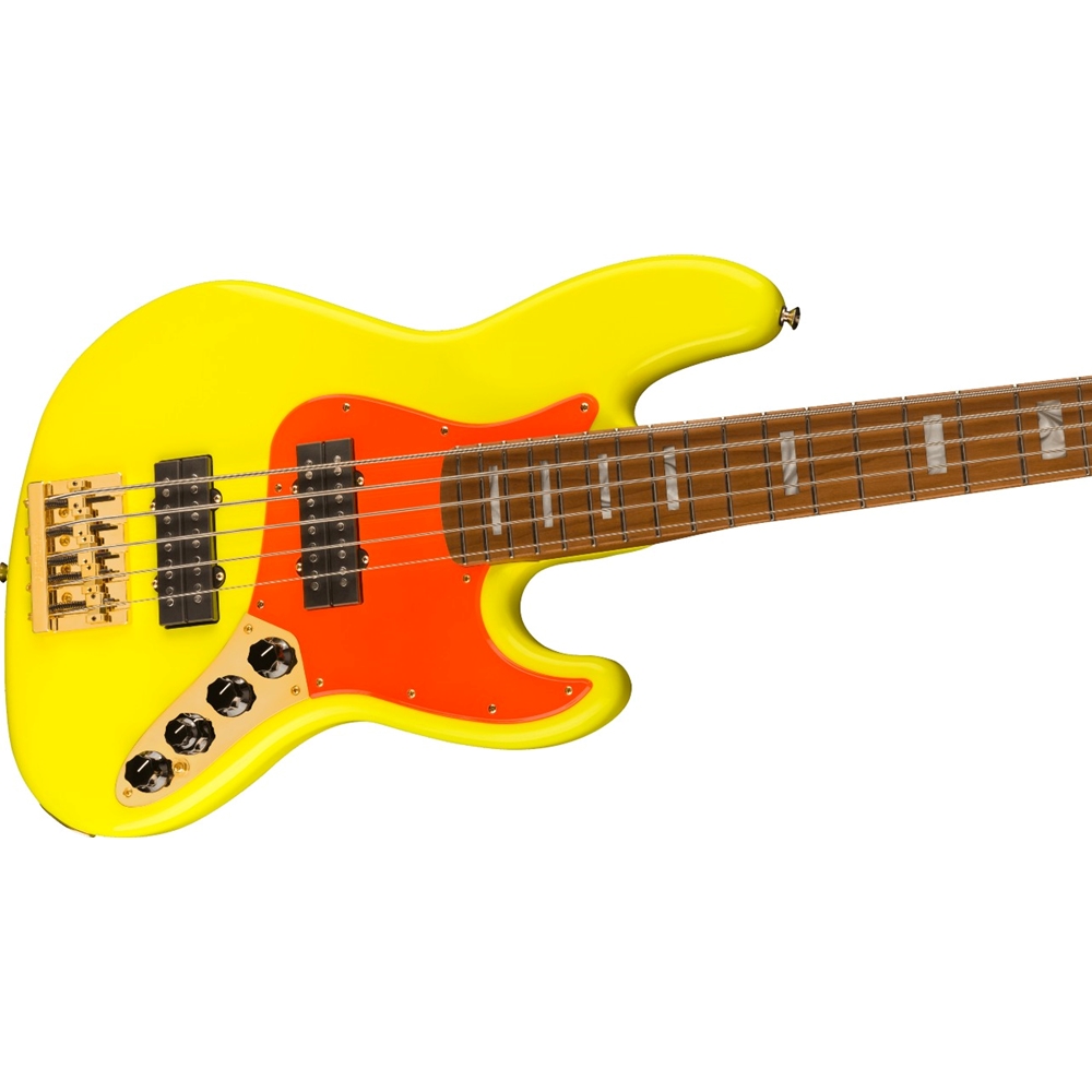 Fender MonoNeon Jazz Bass V, Maple, Neon Yellow