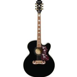 Epipone EJ-200SCE Acoustic Electric Guitar Black