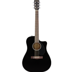 Fender CD-60SCE Dreadnought, Walnut Fingerboard, Black Acoustic Guitar