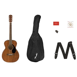 Fender CC-60s Concert Pack V2, All-Mahogany Acoustic Guitar