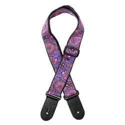 Woven Nylon Guitar Strap With Pink Paisley Pattern