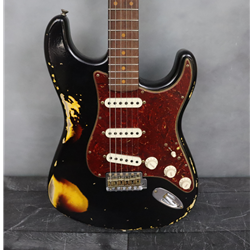 Fender Custom Shop Limited Edition '61 Stratocaster Heavy Relic Aged Black Over 3 Color Sunburst Electric Guitar
