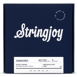 Stringjoy Light Gauge (45-130) 5 String Long Scale Nickel Wound Bass Guitar Strings