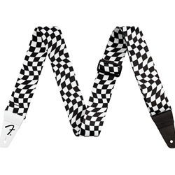 Fender Wavy Checkerboard Polyester Strap, Black/White