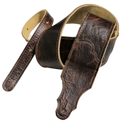 Franklin 2.5'' American Bison Chocolate distressed leather with honey suede back Guitar Strap