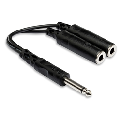 Hosa YPP-111 1/4 in TS to Dual 1/4 in TSF Y Cable